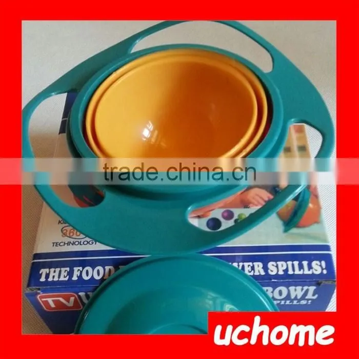 UCHOME High Quality 360 Degrees Rotating Bowl Kids Universal Gyro Plastic UFO Style Baby Bowl