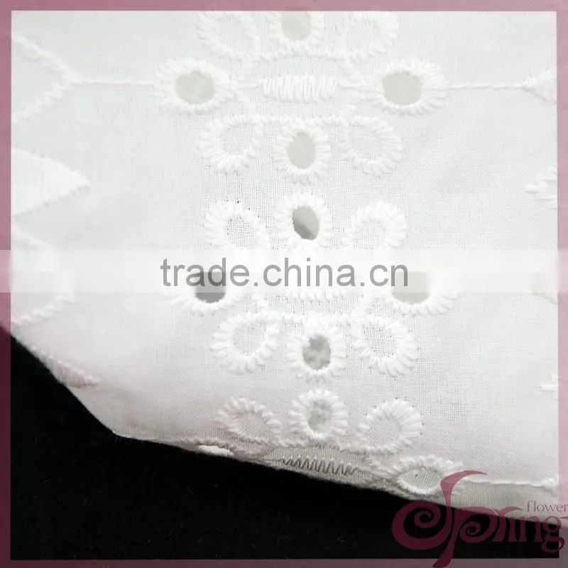 Elegant white cut work cotton lace fabric,cotton embroidery fabric for dress