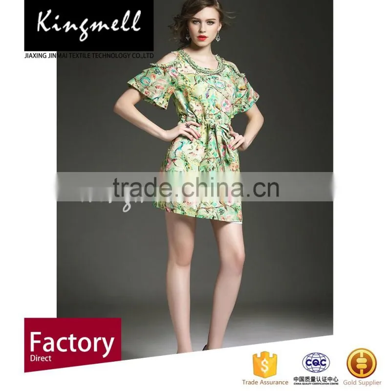 Custom digital printed silk linen blend fabric for garment/dress