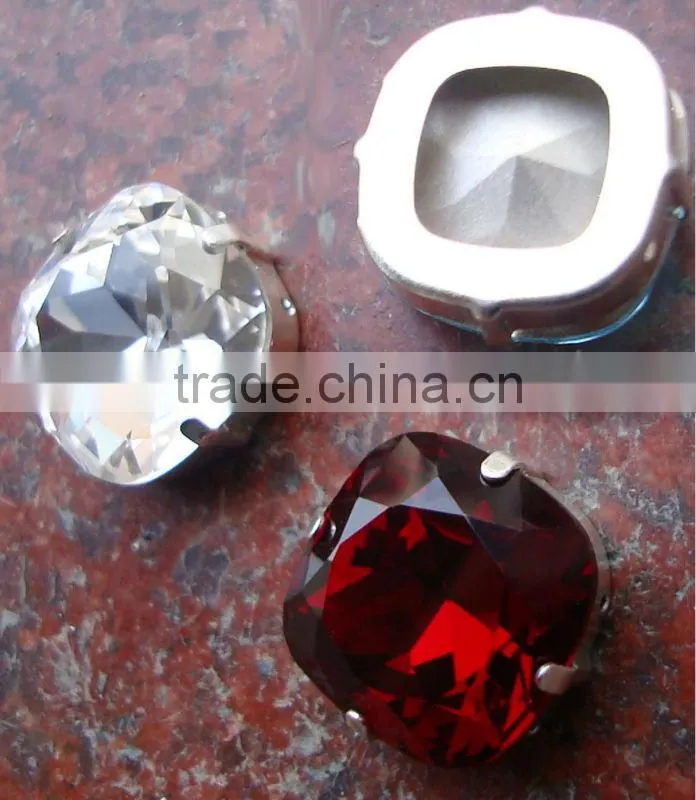 Wholesale machine cut bead stone jewelry square shaped crystal stone for dresses