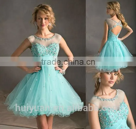 bling beaded women short baby blue cocktail evening dress