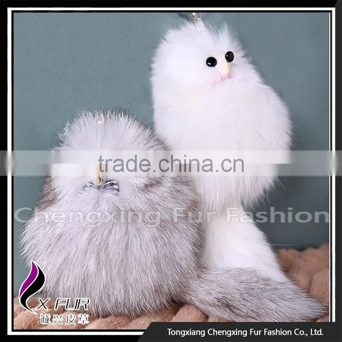 CX-R-15 New Design Promotional Ring Fox Fur Keychain