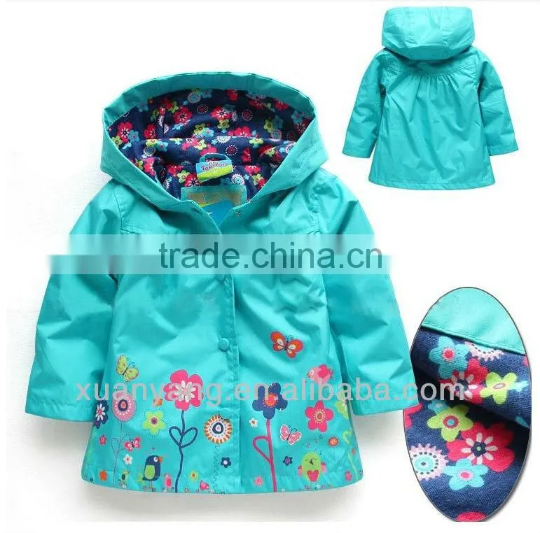 New 2015 Topolino girls coats and jackets trench coat for girl hood kids trench coat pattern spring girl's jacket blue