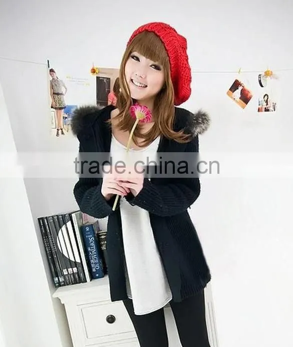 Winter Women Beret Braided Baggy Beanie Youth Winter Hat SV000232