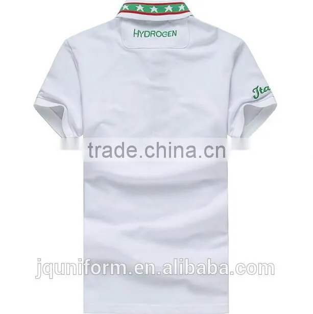Custom Mens Blank Polo Shirt 65% Cotton 35% Polyester Blend Contrast Color Collar Custom Polo Shirts