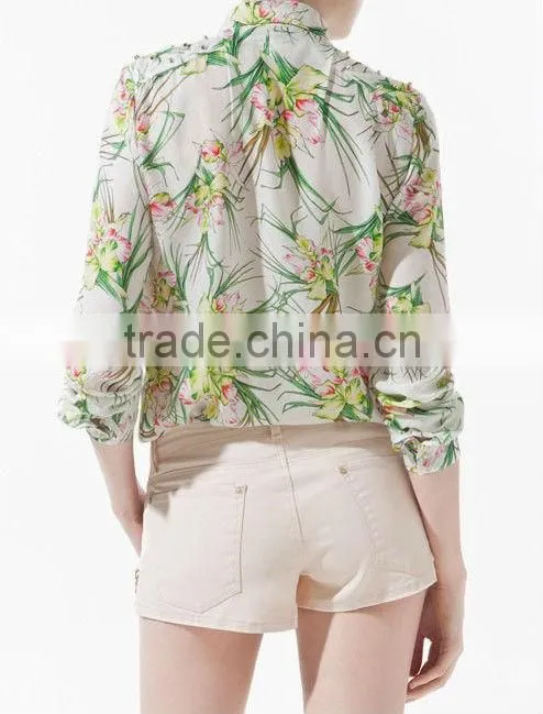 fancy chiffon shirts for fashion ladies wear/long sleeves shirt