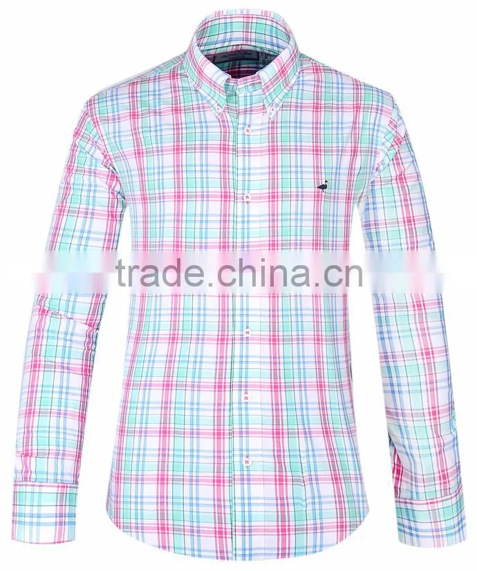 2017 latest men's plaid casual long sleeve shirt