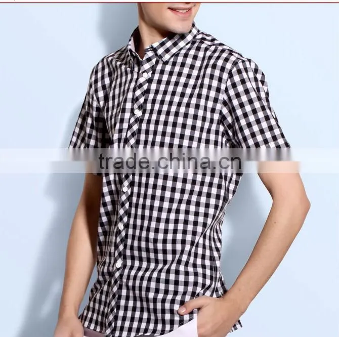 Alibaba Latest design black plaids cotton Italian men casual shirt for customise