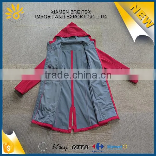 Top quality custom fashion windproof softshell winter long women coat