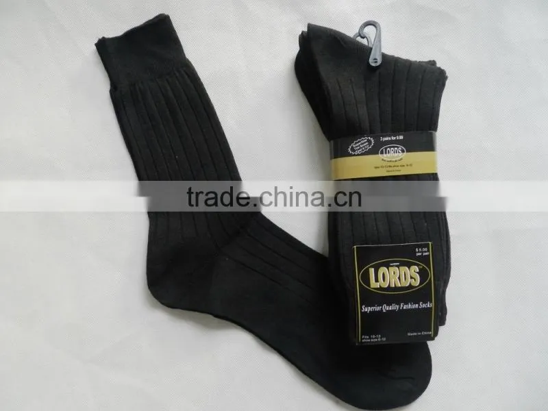 3 pairs a pack Men ribbed dress socks men double cylinder needle socks