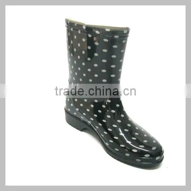 pvc transparent rain boots for lady