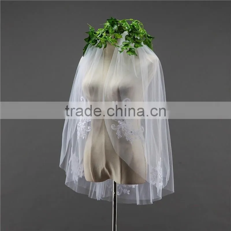 2017 wholesale bridal lace veils hot sale short elegant bridal wedding veils short Tulle Wedding Bridal Veils HL06