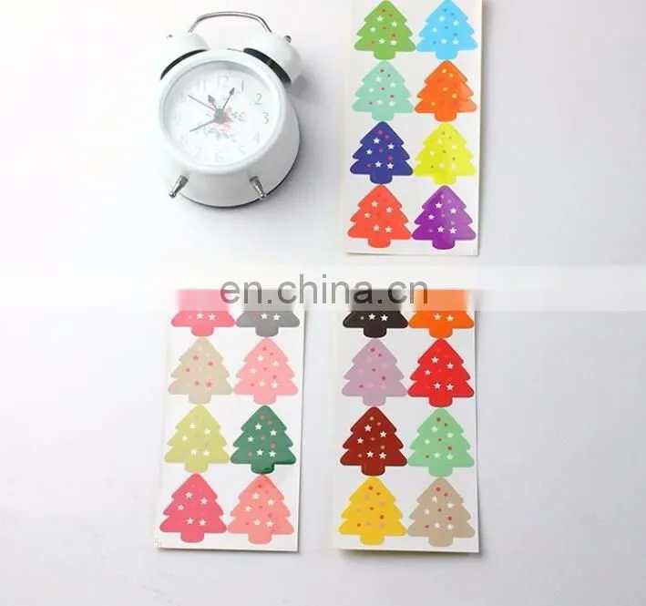 Cute Colorful Christmas Tree Box Bag Label Baking Bag Sealing Sticker Baby Shower Gift Decoration Craft Packing