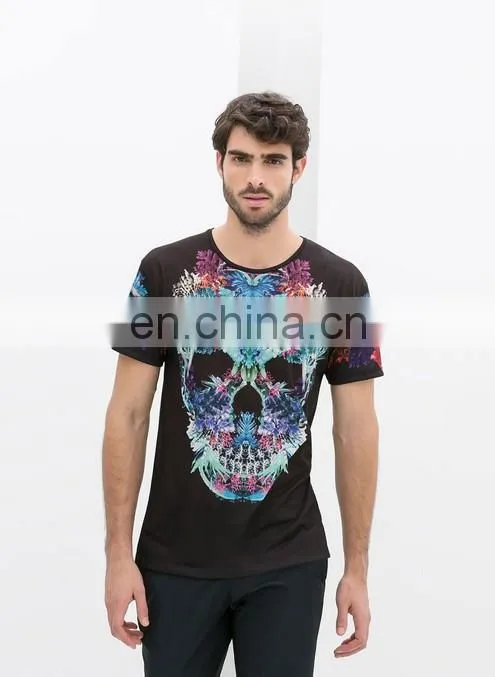 Hot Sales Custom Short Sleeve skull print Wholesale T Shirts for Men