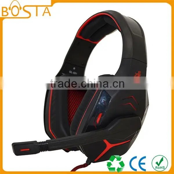 LED glowing top quality best stylish CE FCC gaming headsets with vibration functions