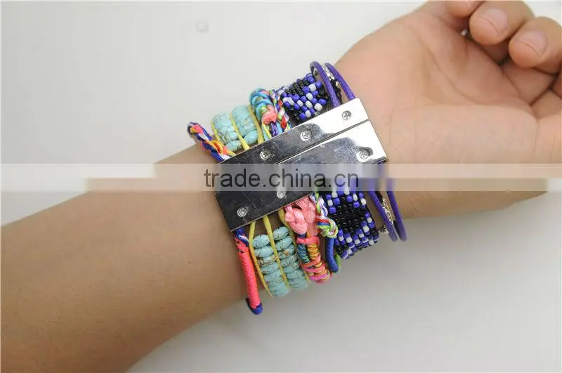 Handmade Woven Bohemian Bracelet With Magnetic Clasp