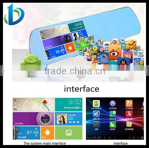 5 inch screen ultra-thin rearview mirror gps android