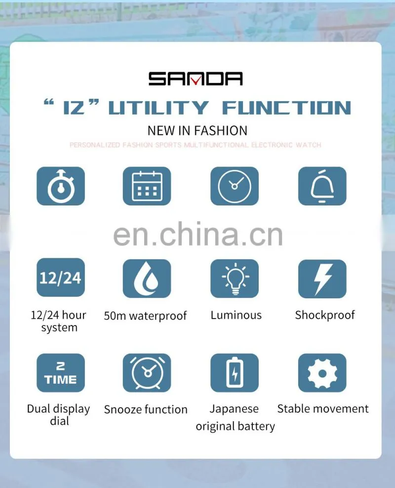 SANDA 3037 Ladies Mens Analog Digital Watches Military Waterproof Clock Casual Watch Women