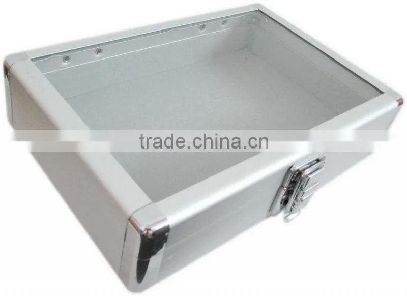 Silver diamond style suface aluminum empty watch case with custom-made