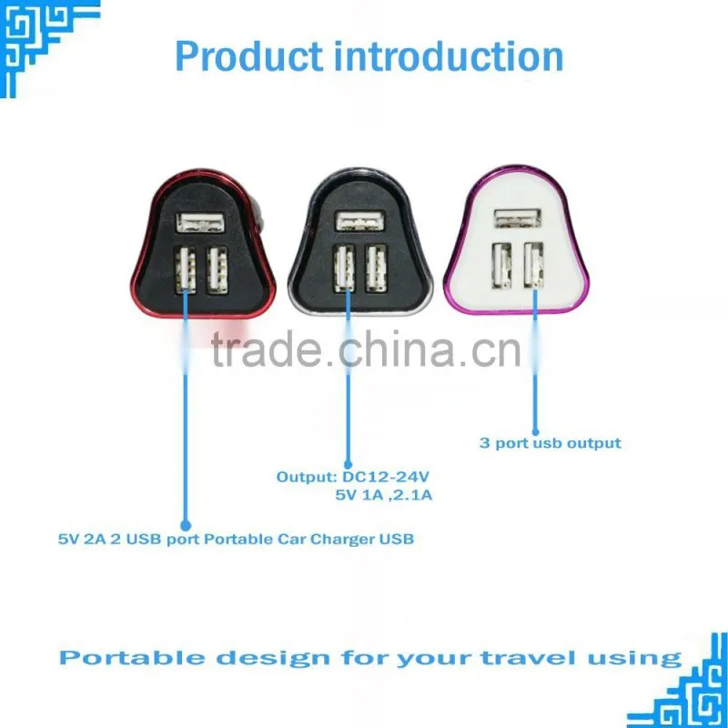 3 usb 5v 2a universal triple usb car charger with 2 port 12v car battery charger adapter usb