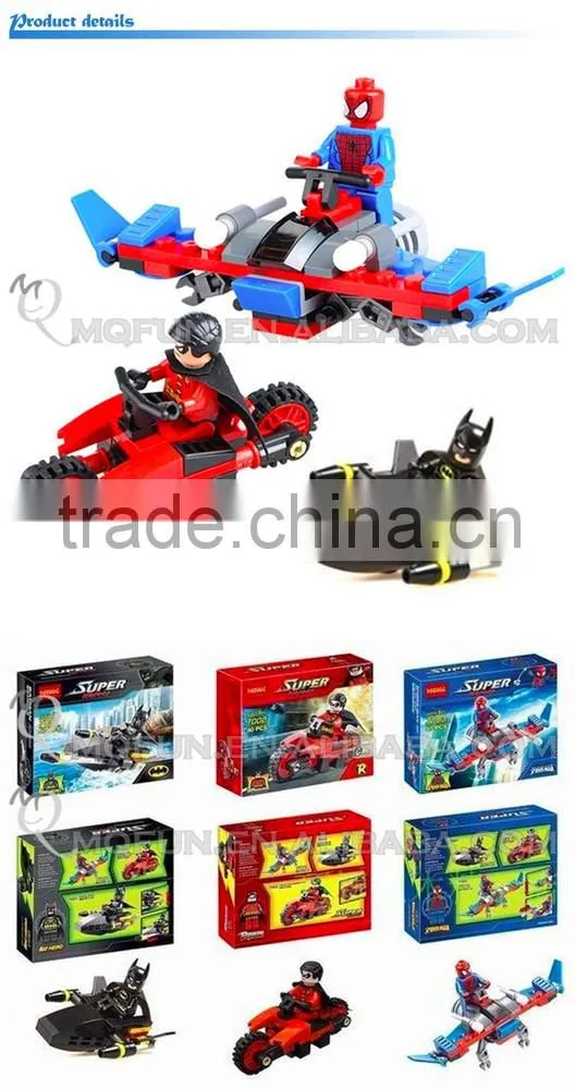 Mini Qute DECOOL 3pcs/set Marvel Avenger super hero spiderman chariot building block action figure educational toy NO.7001-7003