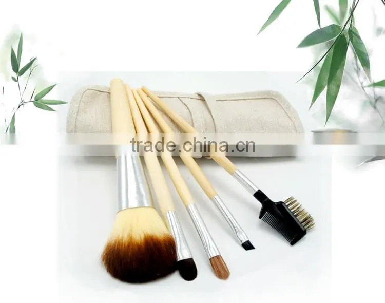 Bamboo hand material synthetic hair powder brush set 5 pieces