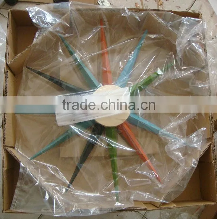 solid wood wall clock Multi Coloured Sunburst Clock wall mounted clock
