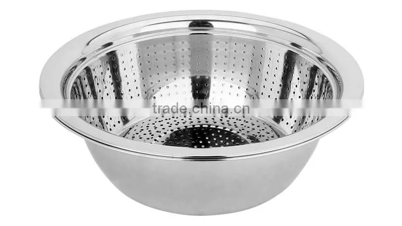 Chinese kitchenware wholesale vegetable and fruit bowl stianless steel with colander
