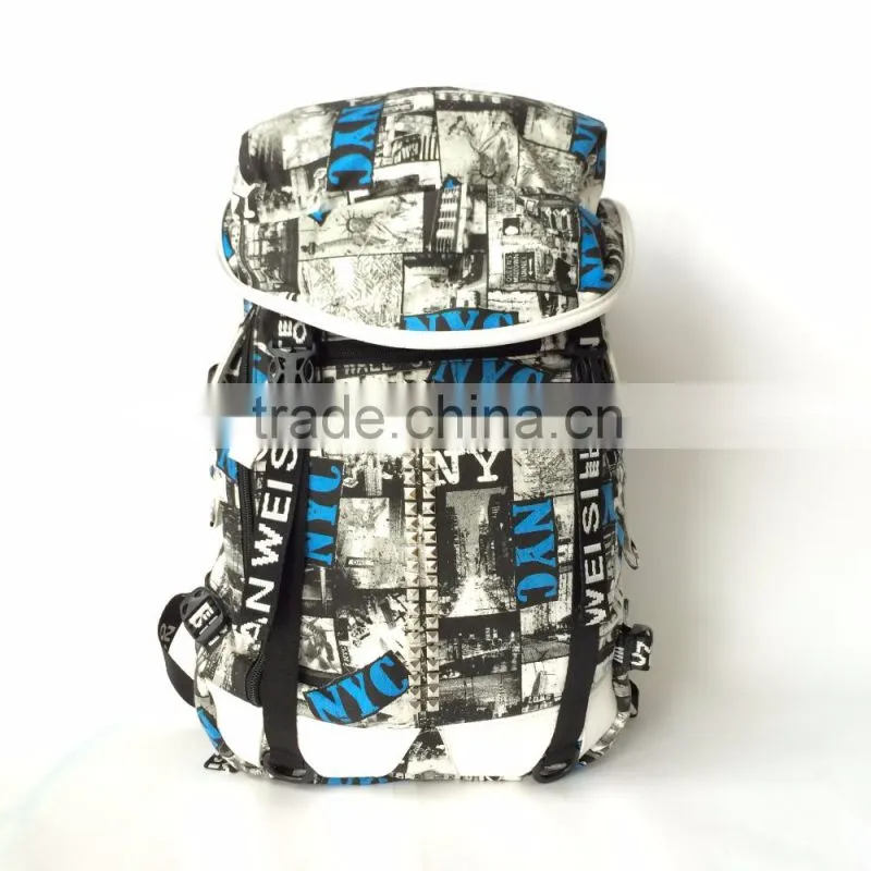 2016 fancy looking korean style pre printed canvas backpack