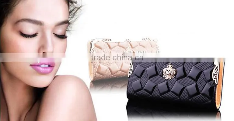 Europe Fashion Crown Emboss Women Patent Leather Wallet