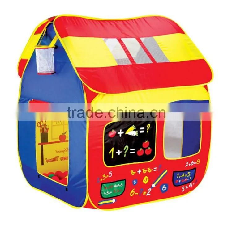 Foldable Pop Up Play Tent with 2 Doors and 2 Mesh Windows Pvc Child Game House Kids Single Layer Play Camping Tent