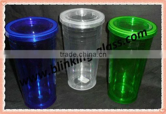 BPA Free double wall plastic cups with straw double wall tumbler - 16OZ