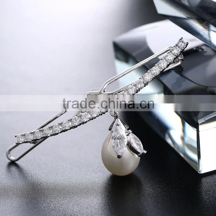 Fashion Jewelry Wedding Party Dress Luxury Vintage Headwear Elegant Flower Petal Rhinestone Women Lady Alloy Hair Clip Barrette