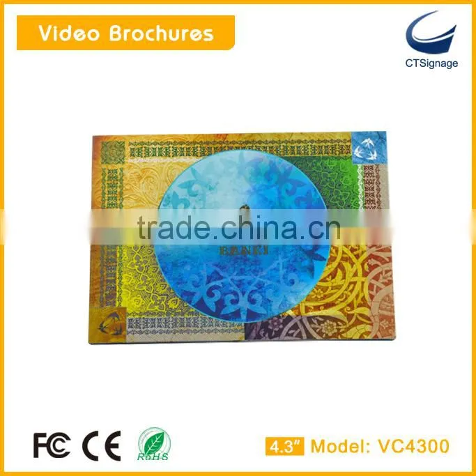 4.3 inch lcd video brochure with customized design for promotion/advertiisng/gift/education