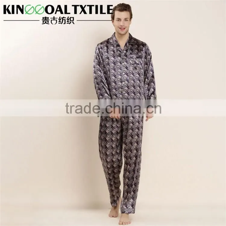 Luxury Jacquard Sleepwear by 100% Silk Men's Classic Silk Pajama Set