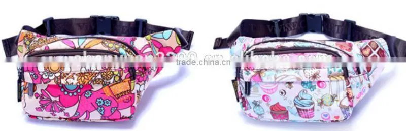 Latest Arrival Fancy Printing Polyester Walk Bag Customizable Outdoor Sport Waist Bag