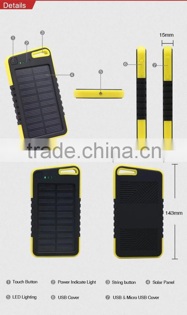 5000mAh solar charger tv with ac wall socket for mobile phone