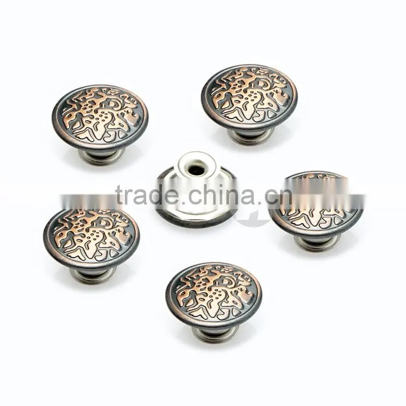 Engraved Logo With Red Custom Metal Shank Button For Denim