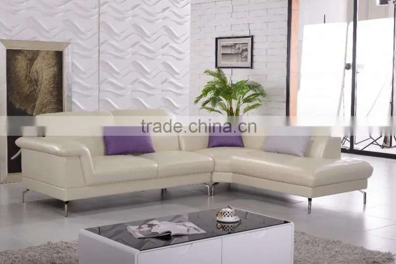 Modern100% First Layout Cow leather Sofa 3m White High Quality Sofa Sets AL112