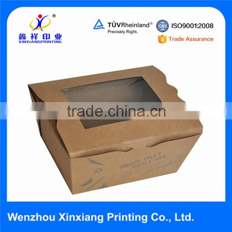 Custom food packaging Kraft salad box with window for take away