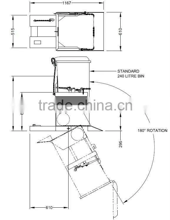 Type NWB Fork Mounted Wheelie Bin Lifter
