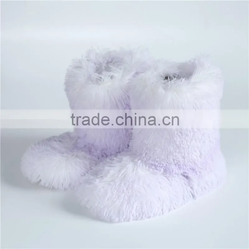 Ladies long pink PV plush boots
