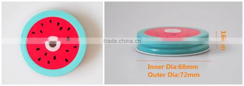 Watermelon shaped Custom mason canning jar lids with straw