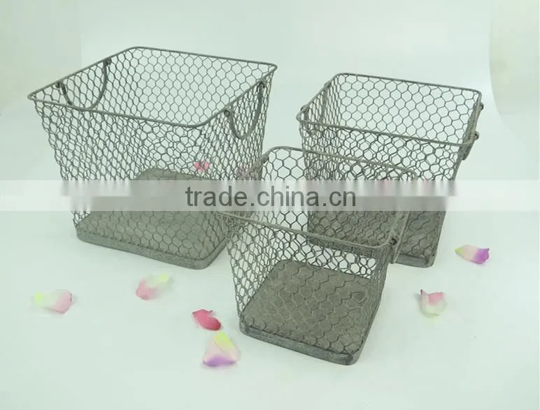French decorative handmade storage wire basket