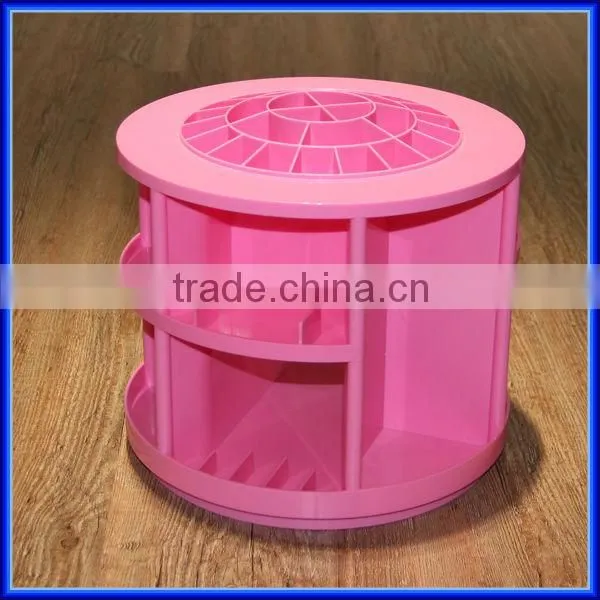 Hot sell pink rotating acrylic cosmetic organizer, custom plastic storage cosmetic organizer