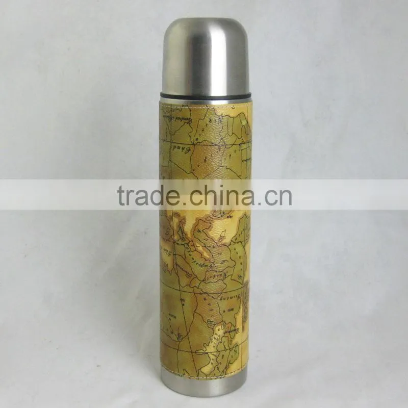 16oz travel mug with leather cover outer no handle
