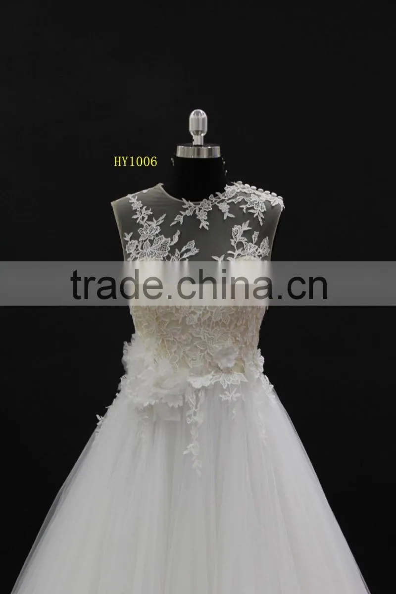 Best seller skin color tulle with soft ball gown skirt bridal wedding dress