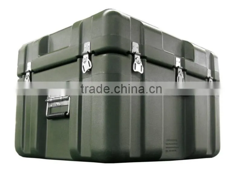 73L army green plastic equipment case, military hard case with handle