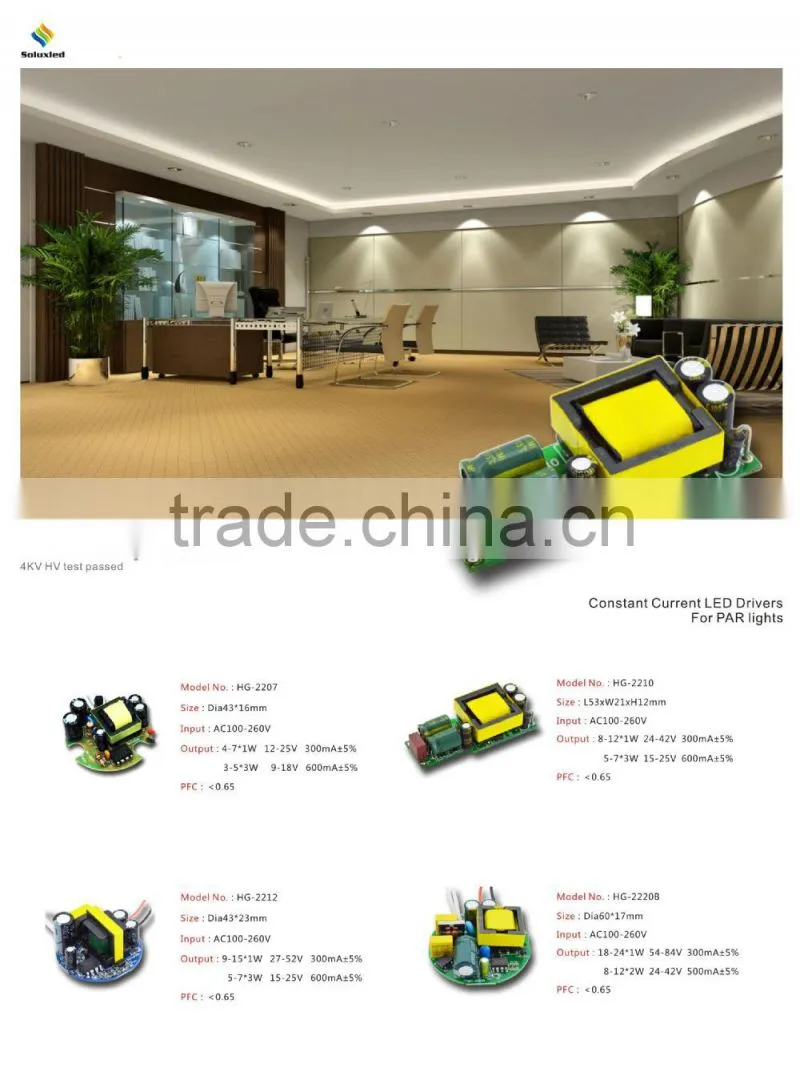Round Constant Current Led Driver 15W 300mA For E27 Light 3 Years Warranty CE Approved