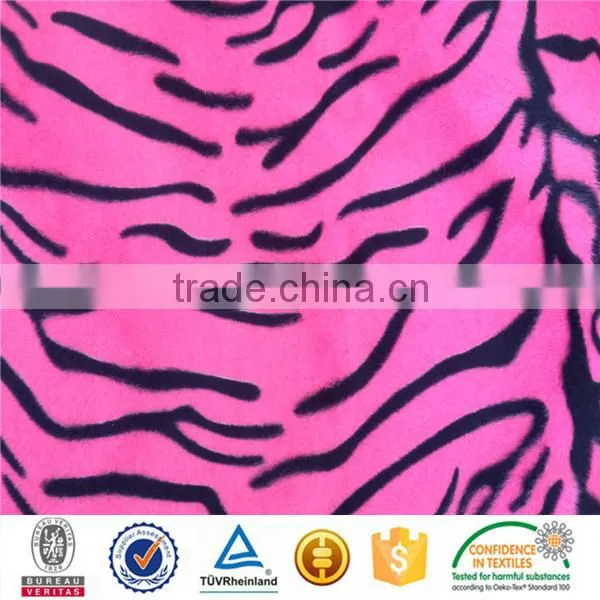 animal zebra black stripe printed velour for sofa cushion pillow garment
